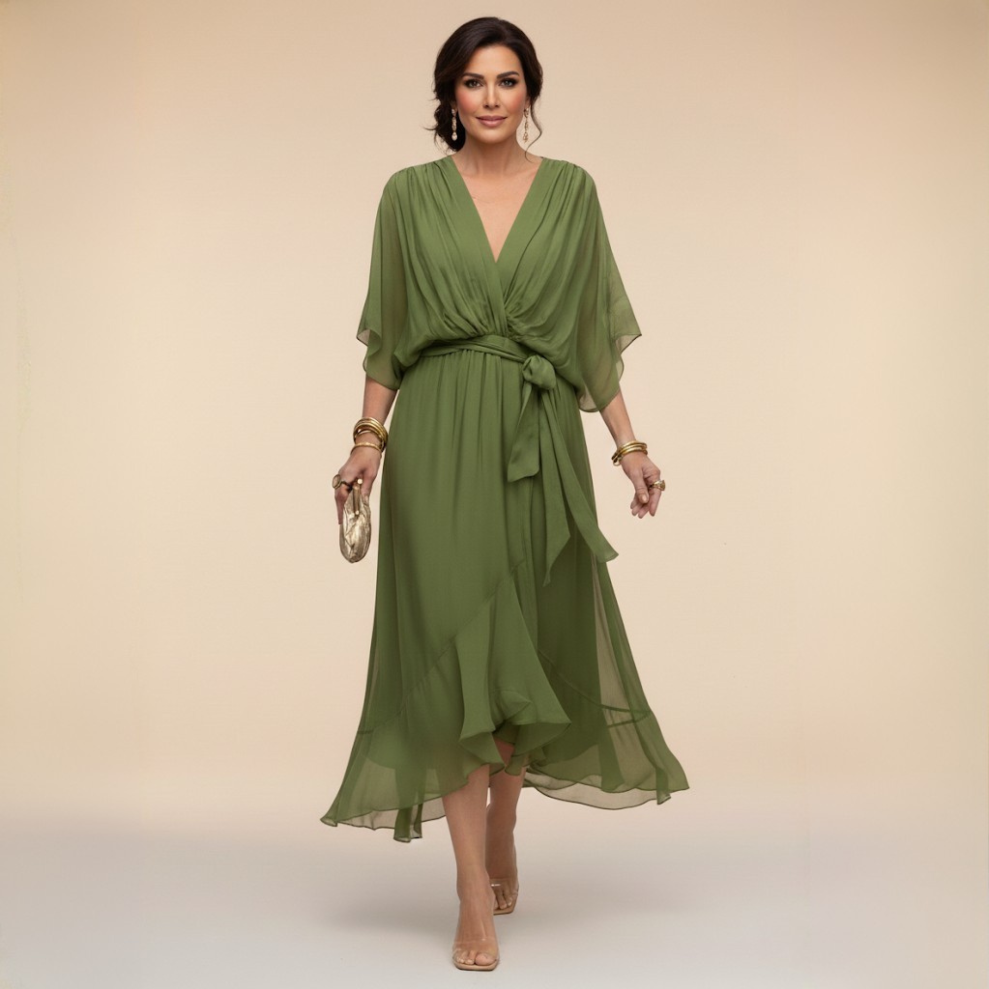MARTA | Vestido de chiffon con escote en V