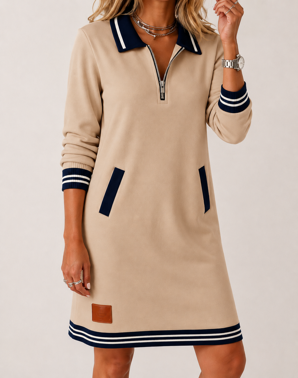 LORENA | VESTIDO TIPO SUDADERA CON CUELLO DE CREMALLERA