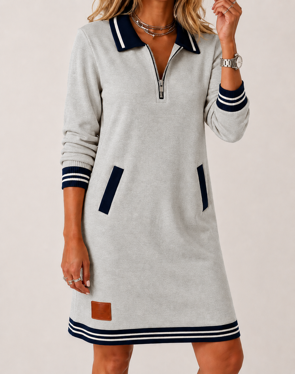 LORENA | VESTIDO TIPO SUDADERA CON CUELLO DE CREMALLERA