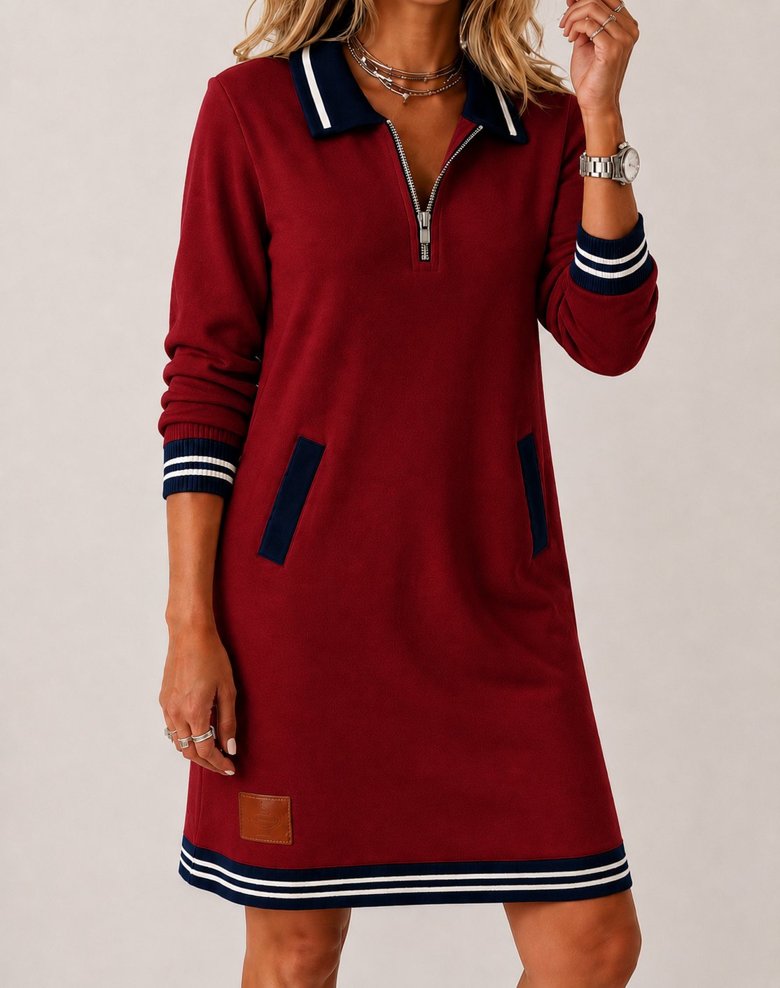 LORENA | VESTIDO TIPO SUDADERA CON CUELLO DE CREMALLERA