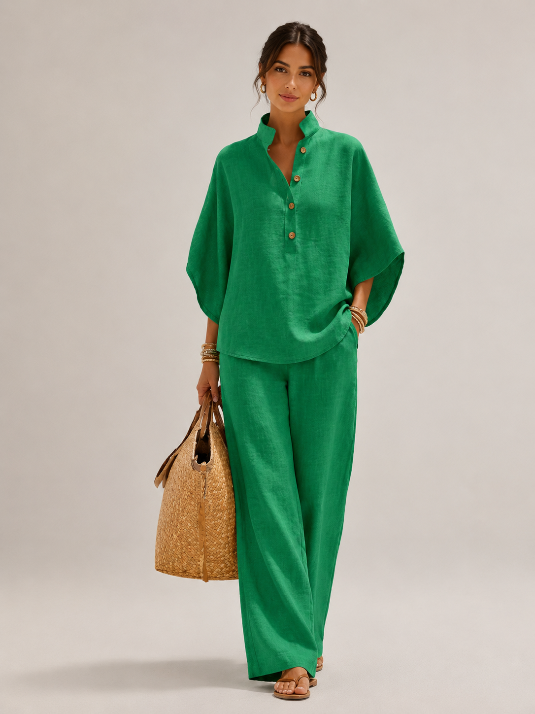 MARIEL | CONJUNTO CON MANGAS DE MURCIÉLAGO Y PANTALONES ANCHOS