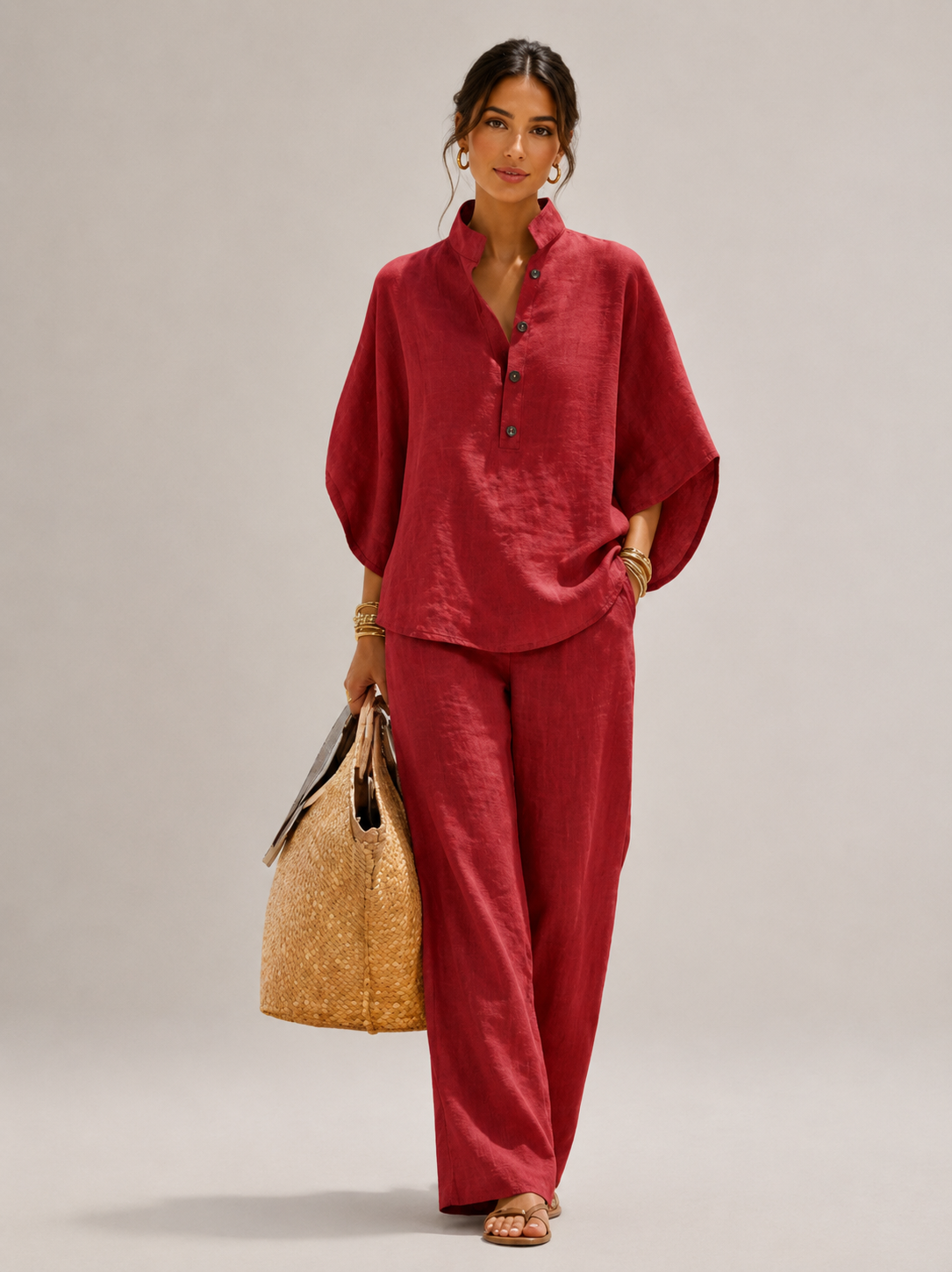 MARIEL | CONJUNTO CON MANGAS DE MURCIÉLAGO Y PANTALONES ANCHOS