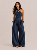 BIANCA | CONJUNTO DE LINO Y ALGODÓN CON UN ELEGANTE ESCOTE CRUZADO