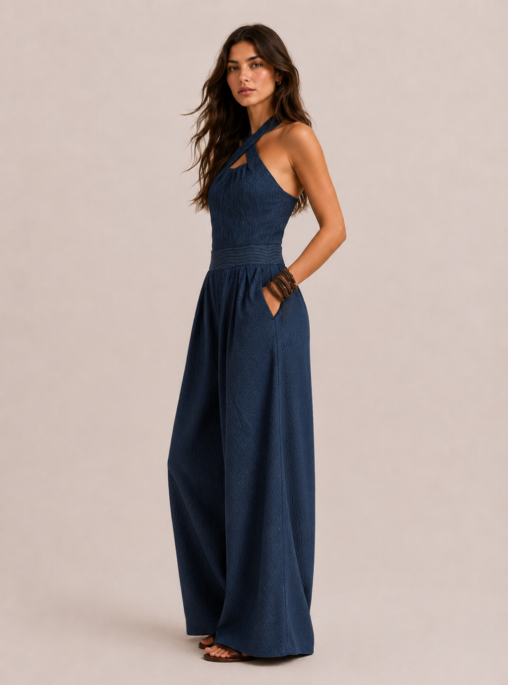 BIANCA | CONJUNTO DE LINO Y ALGODÓN CON UN ELEGANTE ESCOTE CRUZADO