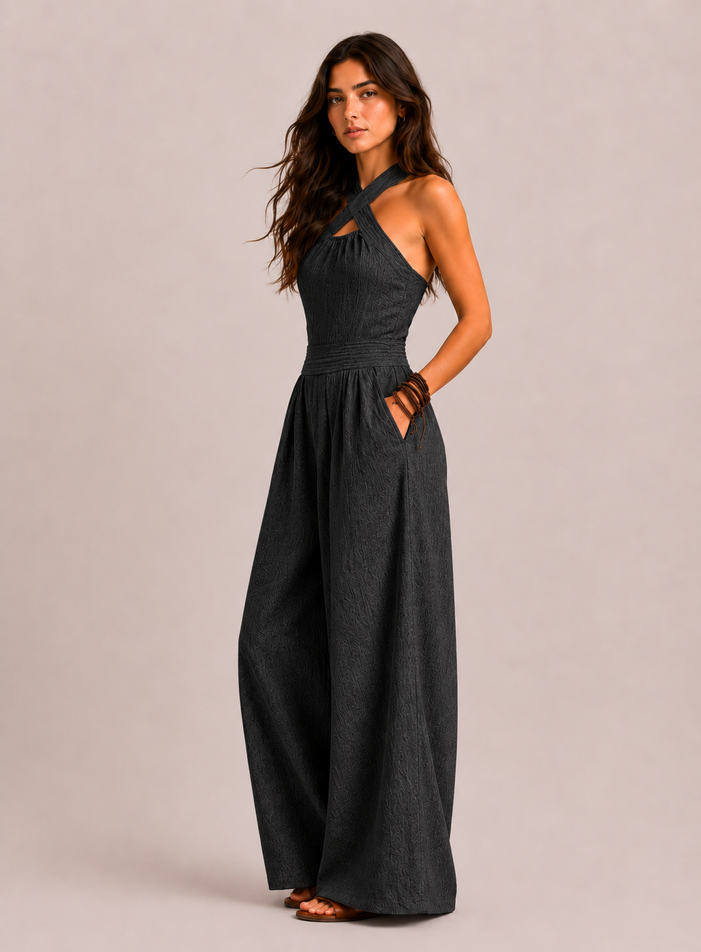 BIANCA | CONJUNTO DE LINO Y ALGODÓN CON UN ELEGANTE ESCOTE CRUZADO
