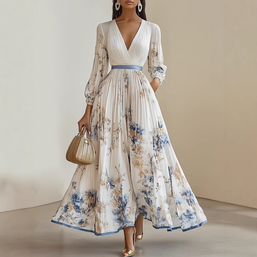 RAQUEL | Vestido largo plisado floral