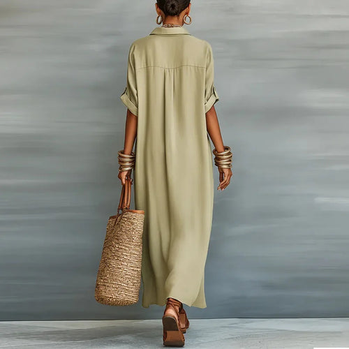 Anastasia™  | Vestido camisero largo con botones