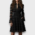 PARISA | Vestido negro elegante texturizado
