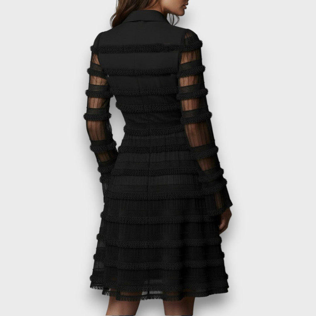 PARISA | Vestido negro elegante texturizado