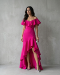 ISABEL | Vestido elegante con volantes y escote en V