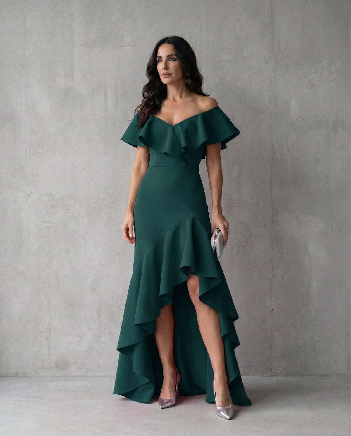 ISABEL | Vestido elegante con volantes y escote en V
